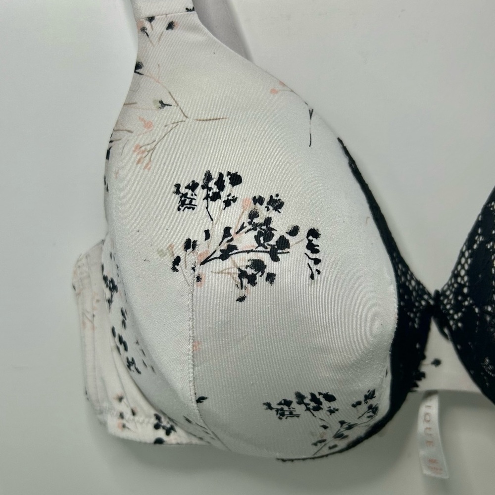 Cacique Lane Bryant Lightly Lined Full Coverage Gray & Black Floral Bra 40C - Picture 3 of 15
